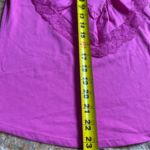 Women's Lace-Ruffle T-Shirt (Small, Bright Peony) INC International Concepts New - Picture 7 of 8